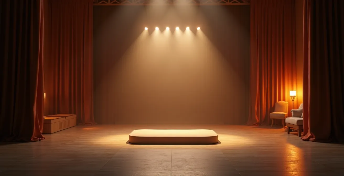 Divisione simbolica tra spazio pubblico illuminato e privato in ombra rappresentando gli emisferi del tema natale