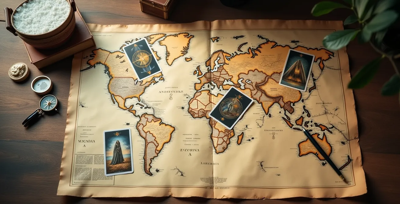 Mappa simbolica del percorso personale con carte dei tarocchi
