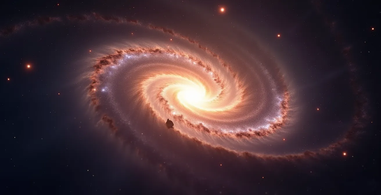Spirale cosmica dorata che rappresenta l'infinito e il divino
