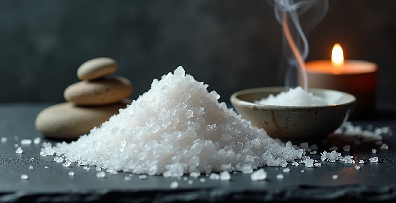 Composizione artistica con elementi naturali per la purificazione degli strumenti divinatori